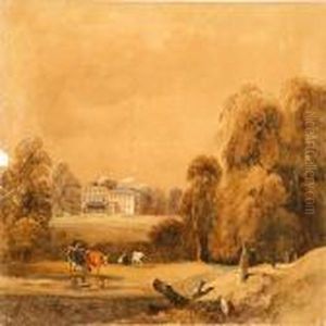 Cows In A Park In Front Of A Manor House by Joseph Mallord William Turner