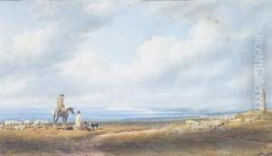 View From St Catherine's Down,
Isle Of Wight,the Freshwater Cliffs And Dorsetshire Coast In The
Distance by William Turner