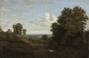 A View Of Oxford From The
Meadows, With The Radcliffe Camera, St.mary's, And The Great Tower,
Magdalen College by William Turner