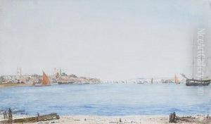 Rochester Castle And Bridge From The River Medway by William Turner