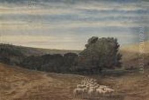 A Young Girl With A Flock Of Sheep by William Turner