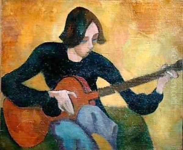 Nina Hamnett 1890-1956 with Guitar - view 1