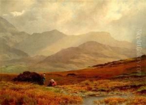 Figures On A Track With Cadr Idris Beyond by William Turner