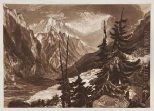 The Source Of The Arveron In The Valley Of Chamouni Savoy by William Eddowes Turner