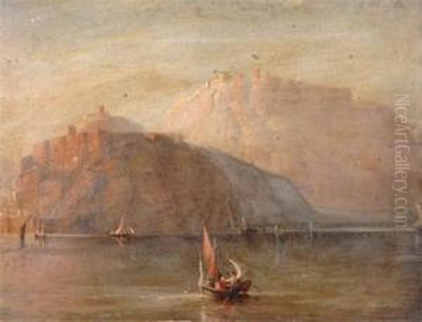 A Castle On A Hilltop With Lake And Many Small Boats - view 1
