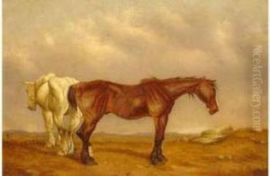 Two Horses Grazing by William Eddowes Turner