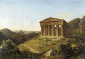A Mountainous Landscape With A View Of The Temple Of Segesta, Sicily