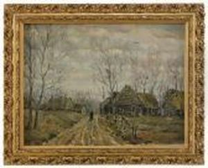 The Village In Late Autumn by Leonard Viktorovich Turzhanky