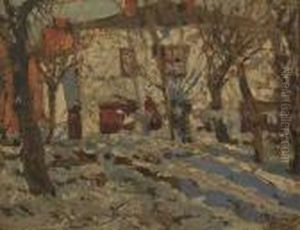 Winter Village Landscape by Leonard Viktorovich Turzhanky