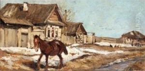 Winter Morning In The Village by Leonard Viktorovich Turzhanky
