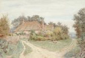 Children Playing Outside A Country Cottage by Thomas Nicholson Tyndale