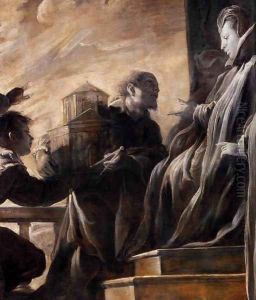 Margherita Gonzaga Receiving the Model of the Church of St Ursula (detail) by Domenico Feti