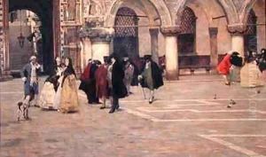 A Walk in the Piazzetta Venice by Giacomo Favretto