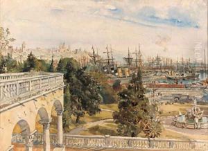 A view of Genoa harbour from the villa Doria by John Fulleylove