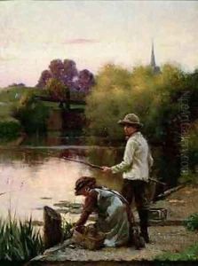 A Bit of a Tangle River Severn Lock Nr Worcester by William Teulon Blandford Fletcher
