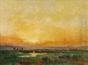 Landscape At Sunset by Ignac Ujvary