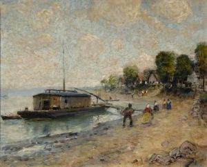Activity Along The River Danube by Ignac Ujvary