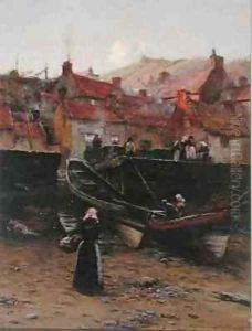 Quayside at Staithes Yorkshire by William Teulon Blandford Fletcher