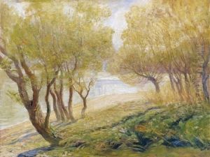 Riverside In Sunshine by Ignac Ujvary