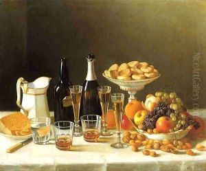 Wine, Cheese and Fruit 1857 by John Francis