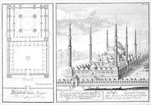 Plan and View of the Blue Mosque 1609-16 by Johann Bernhard Fischer von Erlach