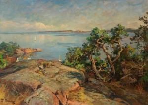 Kystlandskap Med Seilbater, Langviken Tjome