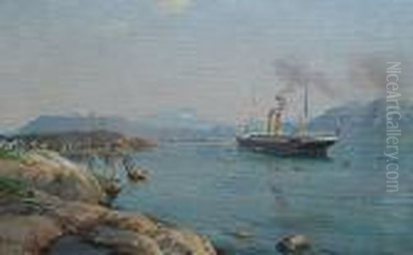 Norwegian Fjord With A British Ship - view 1