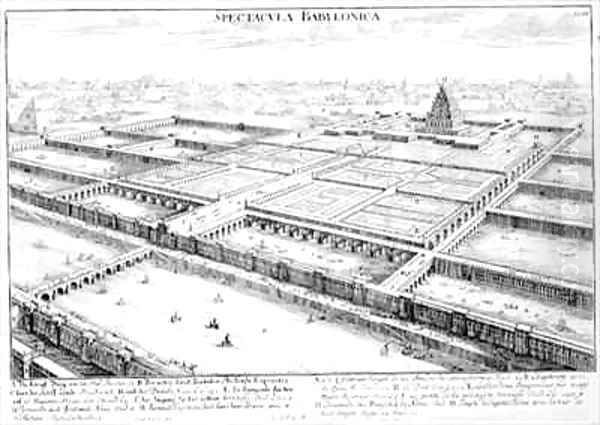 View of Ancient Babylon showing the Hanging Gardens and the Temple of Jupiter Belus - view 1