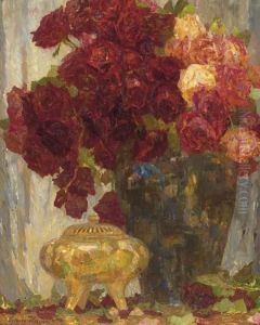Rosenstrauss In Vase. by Hans Unger