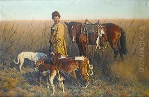 A Cossack And Hunting Dogs - view 1