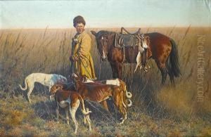 A Cossack And Hunting Dogs