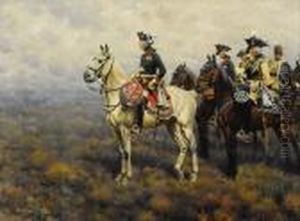 Frederick The Great Surveying The Field Of Battle by Hugo Ungewitter