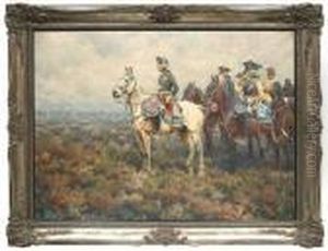 Friedrich The Great With His Generals On Horseback. Oil/canvas, Signed And Dated Friedrich The Great With His Generals On Horseback. Oil/canvas, Signed And Dated