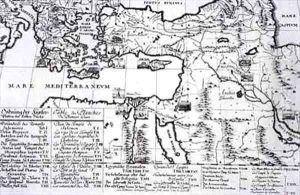 Map of Locations cited in the First Book of Entwurf einer historischen Architektur by Johann Bernhard Fischer von Erlach