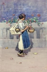 Junge Frau In Tracht. by Joza Uprka