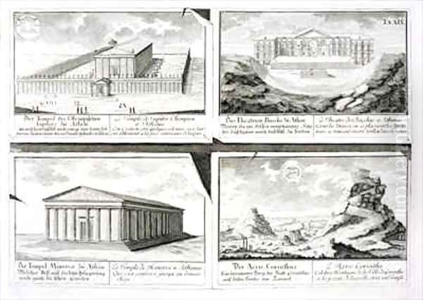 Views of four Classical Buildings The Temple of Olympian Zeus the Theatre of Dionysus in Athens the Temple of Athena in Athens and a Temple in Corinth - view 1