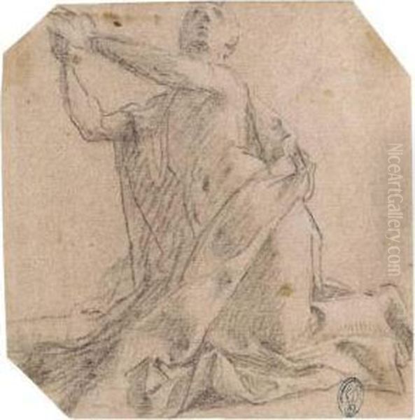 A Kneeling Man Looking Up; And Another Study Of The Samefigure - view 1