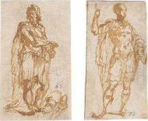 Two Studies Of Standing Roman Soldiers by Carlo Urbino