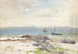 Vessels Off The Shore In A Stiff Breeze