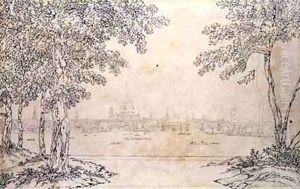 Distant View of St Pauls and Blackfriars Bridge by Joseph Farington