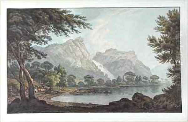 Lodore Rocks fall and cottage distance - view 1
