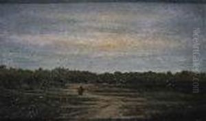 Puesta De Sol Con Figuras by Modesto Urgell y Inglada