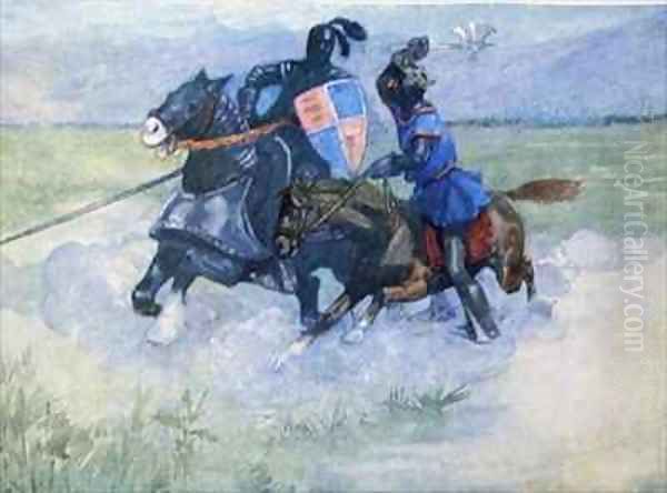 Bruce lifted his battle axe high in the air then brought it crashing down upon the helmet of Bohun - view 1