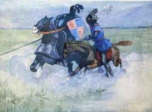 Bruce lifted his battle axe high in the air then brought it crashing down upon the helmet of Bohun