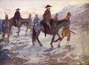 The Boer leaders were blindfolded and guarded by soldiers of the Black Watch by A.S. Forrest