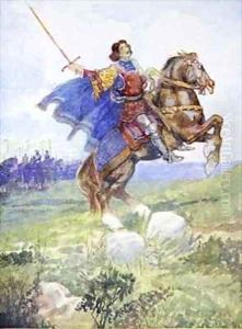 It seemed as if he rode alone to defy the whole English army