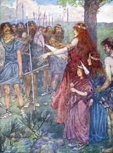 Will you follow me men Boadicea spiriting her men to fight her daughters beside her by A.S. Forrest