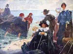 A band of exiles moord their bark on the wild New England shore