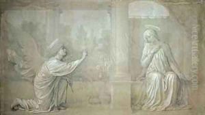 The Annunciation preparatory cartoon for the Cappella Raffo fresco in the Misericordia Cemetery Siena by Alessandro Franchi