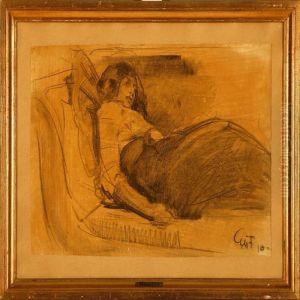 The Artist's Wife Gerda On A Sofa by Einar Utzon-Frank